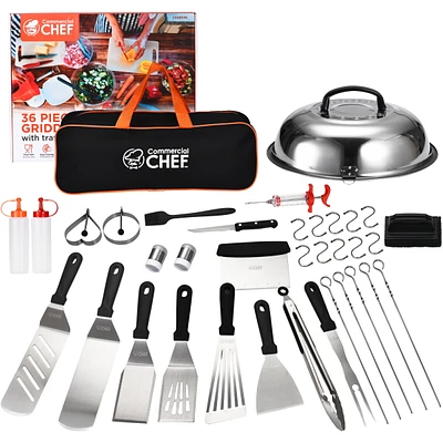 Commercial Chef 36 Piece Stainless Steel Griddle Accessories Kit for Blackstone and Other Griddles