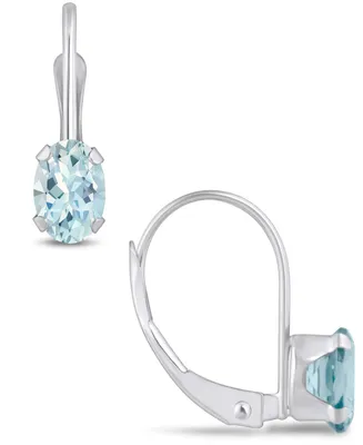 Macy's Aquamarine (9/10 Ct. T.w.) Leverback Earrings in 10K Yellow Gold or White Gold