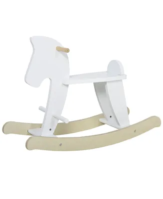 Qaba Wooden Rocking Horse Baby Ride-On Toy for Kids 3-6 Years, White