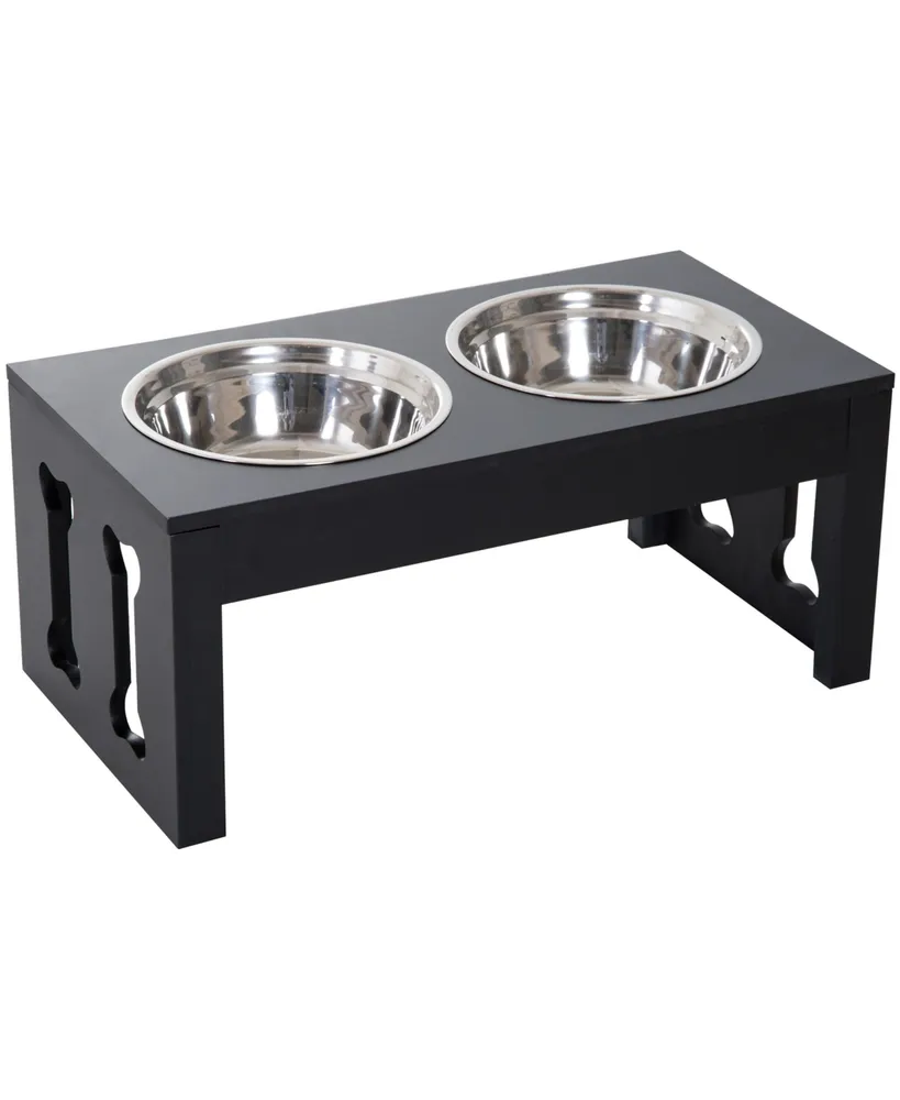 PawHut 10" Elevated Raised Dog Feeder Stainless Steel Double Bowl Food Water