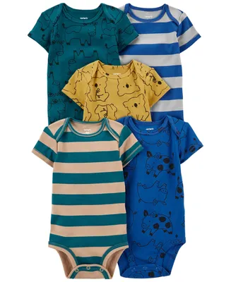 Carter's Baby Boys Short Sleeved Bodysuit Set, Pack of 5