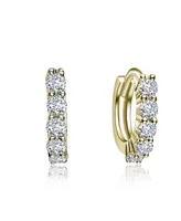 Elegant Extra Mini Huggie Hoop Earrings with White Gold-Plated Cubic Zirconia