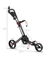 Foldable 3 Wheel Steel Golf Pull Push Cart Trolley Club