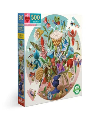 Eeboo Piece and Love Crazy Bug Bouquet 500 Piece Round Jigsaw Puzzle Set