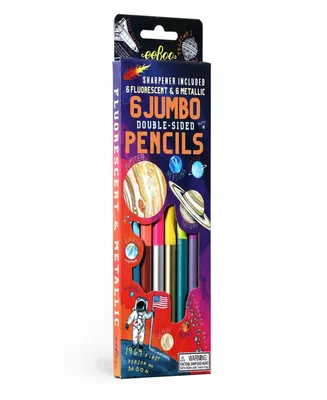Eeboo Solar System Fluorescent Double-Sided Color Pencils Set, 7 Piece