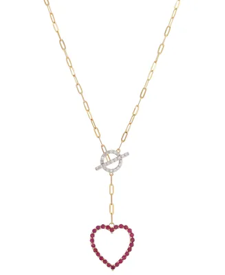 Ruby (1/2 ct. t.w.) & Diamond (1/8 ct. t.w.) Heart Toggle 18" Pendant Necklace in 14k Gold