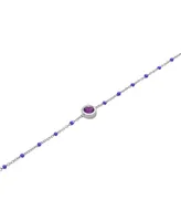 Amethyst (1/6 ct. t.w.) & Enamel Bead Link Bracelet in Sterling Silver