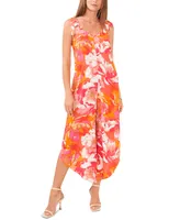 Vince Camuto Women's Floral Tie Shoulder Angled Hem Jumpsuit