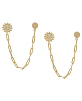 Macy's Cubic Zirconia Flower and Ball Stud Chain Dangling Earrings