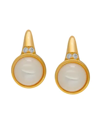 Macy's Mother of Pearl and Cubic Zirconia Round Leverback Earrings