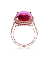 Genevive Sterling Silver Ruby Cubic Zirconia Statement Ring