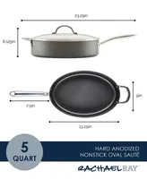 Rachael Ray Hard Anodized 5 quart Nonstick Oval Saute Pan with Helper Handle and Lid