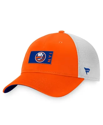 Men's Fanatics Orange, White New York Islanders Authentic Pro Rink Trucker Snapback Hat