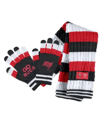Women's Wear by Erin Andrews Tampa Bay Buccaneers Striped Scarf and Gloves Set
