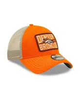 Men's New Era Orange and Natural Denver Broncos Devoted Trucker 9TWENTY Snapback Hat