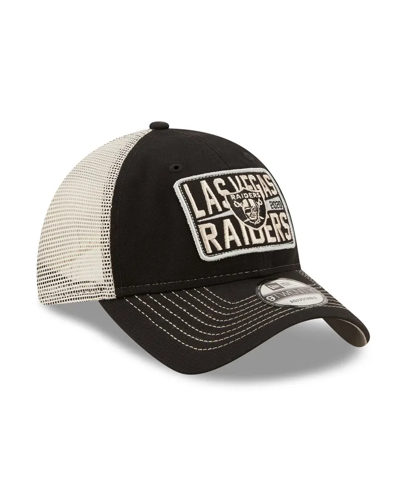 Men's New Era Black and Natural Las Vegas Raiders Devoted Trucker 9TWENTY Snapback Hat