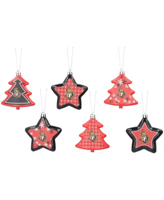 Foco Ottawa Senators 3'' x 3'' Six-Pack Shatterproof Tree and Star Ornament Set