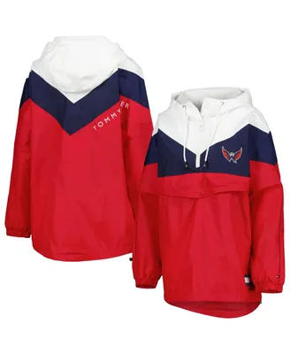 Women's Tommy Hilfiger Navy, Red Washington Capitals Staci Half-Zip Windbreaker Jacket