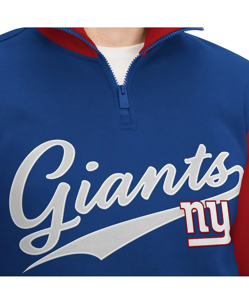 Men's Tommy Hilfiger Royal, Red New York Giants Aiden Quarter-Zip Top