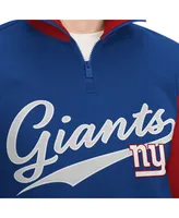 Men's Tommy Hilfiger Royal, Red New York Giants Aiden Quarter-Zip Top