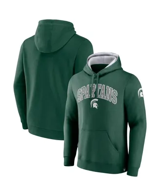 Men's Fanatics Green Michigan State Spartans Arch and Logo Tackle Twill Pullover Hoodie