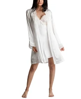 Linea Donatella 'Mrs' Satin Wrap Bridal Robe, Chemise Nightgown Set