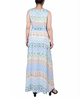 Ny Collection Petite Sleeveless Belted Chiffon Maxi Dress