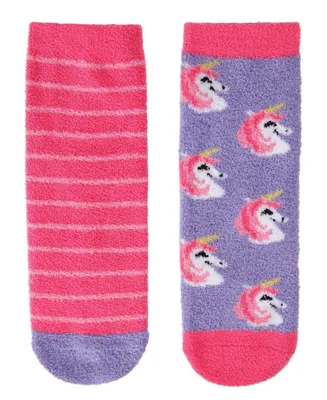 2 Pairs Girl's Unicorn Fuzzy Non-Skid Socks