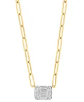 Effy Diamond Baguette & Round Cluster Pendant Necklace (3/8 ct. t.w.) in 14k Gold, 16-3/4" + 1-1/4" extender