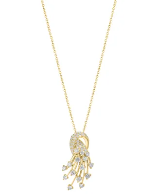 Effy Diamond Cluster Pendant Necklace (7/8 ct. t.w.) in 14k Gold, 16-3/4" + 1-1/4" extender