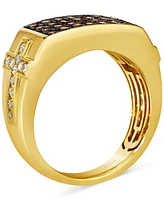 Le Vian Men's Chocolate Diamond (7/8 ct. t.w.) & Nude Diamond (3/8 ct. t.w.) Cross Cluster Ring in 14k Gold