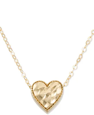 Hammered Heart 18" Pendant Necklace in 10k Gold