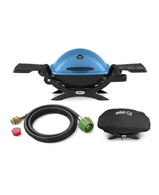 Weber Q 1200 Liquid Propane Grill With Adapter Hose And Grill Cover