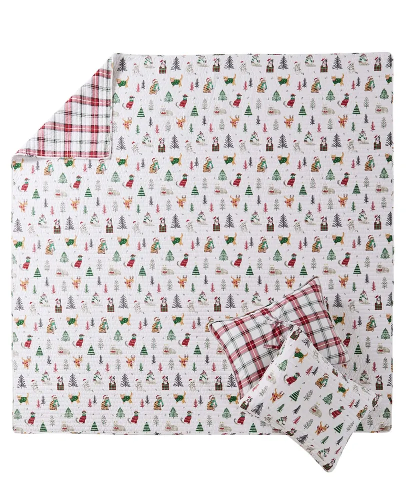 Levtex Meowy Christmas Reversible 3-Pc. Quilt Set, King