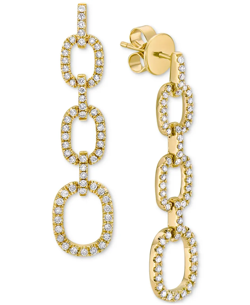 Diamond Pave Chain Link Drop Earrings (5/8 ct. t.w.) in 14k White or Yellow Gold