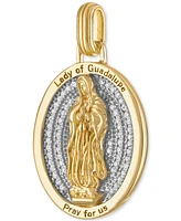 Esquire Men's Jewelry Cubic Zirconia Our Lady of Guadalupe Amulet Pendant in Sterling Silver & 14k Gold-Plate, Created for Macy's