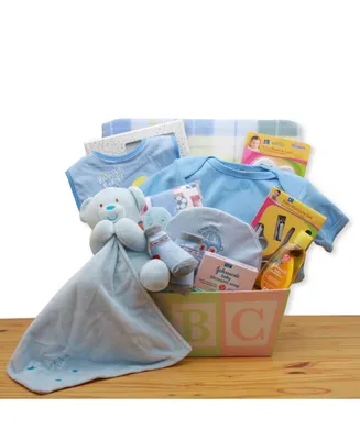 Gbds Easy as Abc New Baby Gift Basket - Blue - baby bath set - baby boy gift basket - 1 Basket