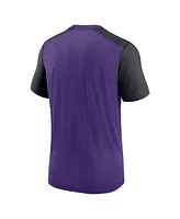 Men's Nike Heathered Purple, Black Minnesota Vikings Color Block Team Name T-shirt
