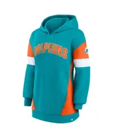 Women's Fanatics Aqua, Orange Miami Dolphins Lock It Down Pullover Hoodie