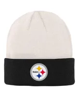 Big Boys Cream, Black Pittsburgh Steelers Bone Cuffed Knit Hat