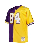 Men's Mitchell & Ness Randy Moss Purple and Gold Minnesota Vikings Big Tall Split Legacy Retired Player Replica Jersey