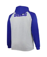 Men's Heather Gray Buffalo Bills Big and Tall Fleece Raglan Full-Zip Hoodie Jacket