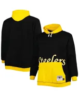 Men's Mitchell & Ness Black and Gold Pittsburgh Steelers Big Tall Face Pullover Hoodie