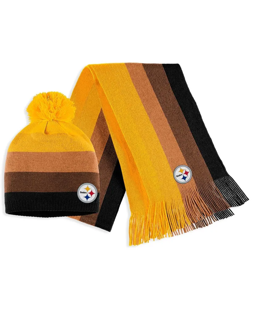 Women's Wear by Erin Andrews Gold Pittsburgh Steelers Ombre Pom Knit Hat and Scarf Set