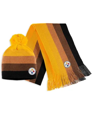 Women's Wear by Erin Andrews Gold Pittsburgh Steelers Ombre Pom Knit Hat and Scarf Set