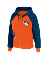 Women's Wear by Erin Andrews Orange Chicago Bears Colorblock Full-Zip Hoodie