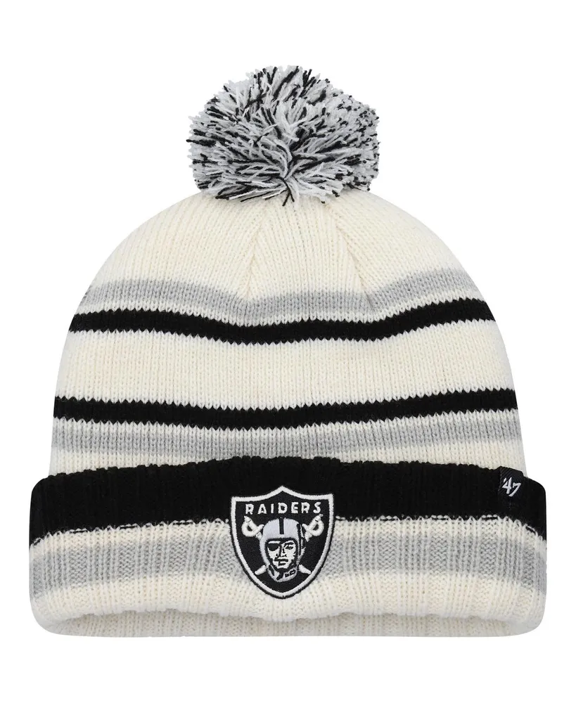 Big Boys '47 Brand Cream Las Vegas Raiders Driftway Cuffed Knit Hat with Pom