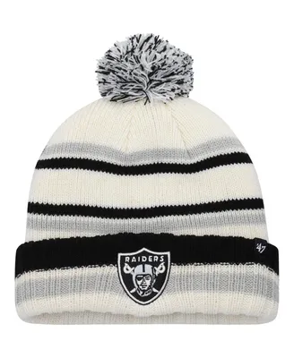 Big Boys '47 Brand Cream Las Vegas Raiders Driftway Cuffed Knit Hat with Pom