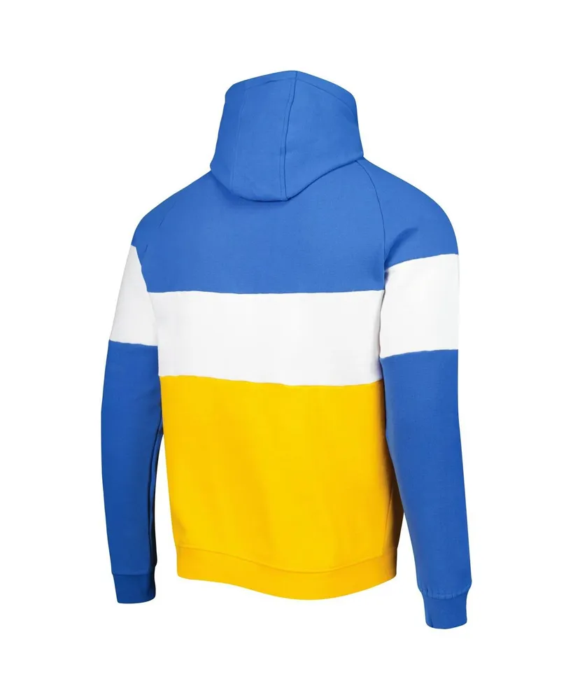 Men's New Era Gold Los Angeles Chargers Colorblock Current Pullover Hoodie
