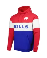 Men's New Era Royal and Red Buffalo Bills Colorblock Throwback Pullover Hoodie